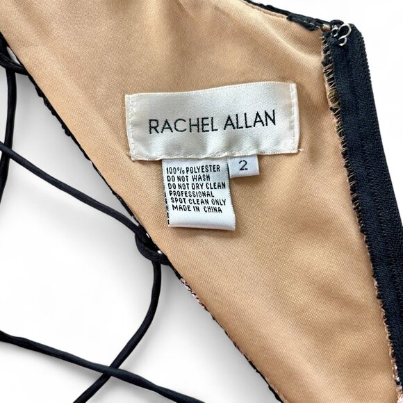 Rachel Allan Sz 2 Floral Lace Embroidered Lace-Up Back Halter Top Black - Picture 11 of 11